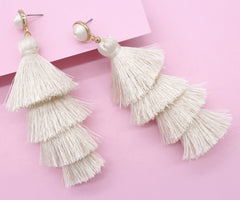 Chelsea Tassel Earrings- Ivory