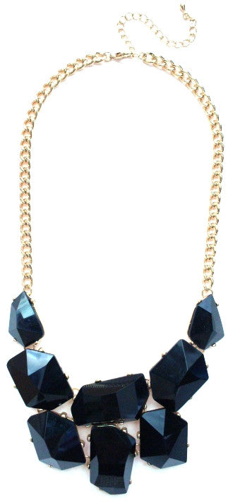 Jeweled Stone Necklace- Black