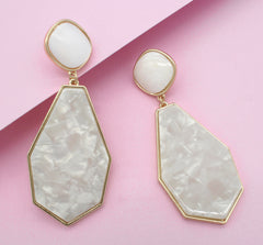 Talia Resin Drop Earrings- Ivory/ Mother of Pearl