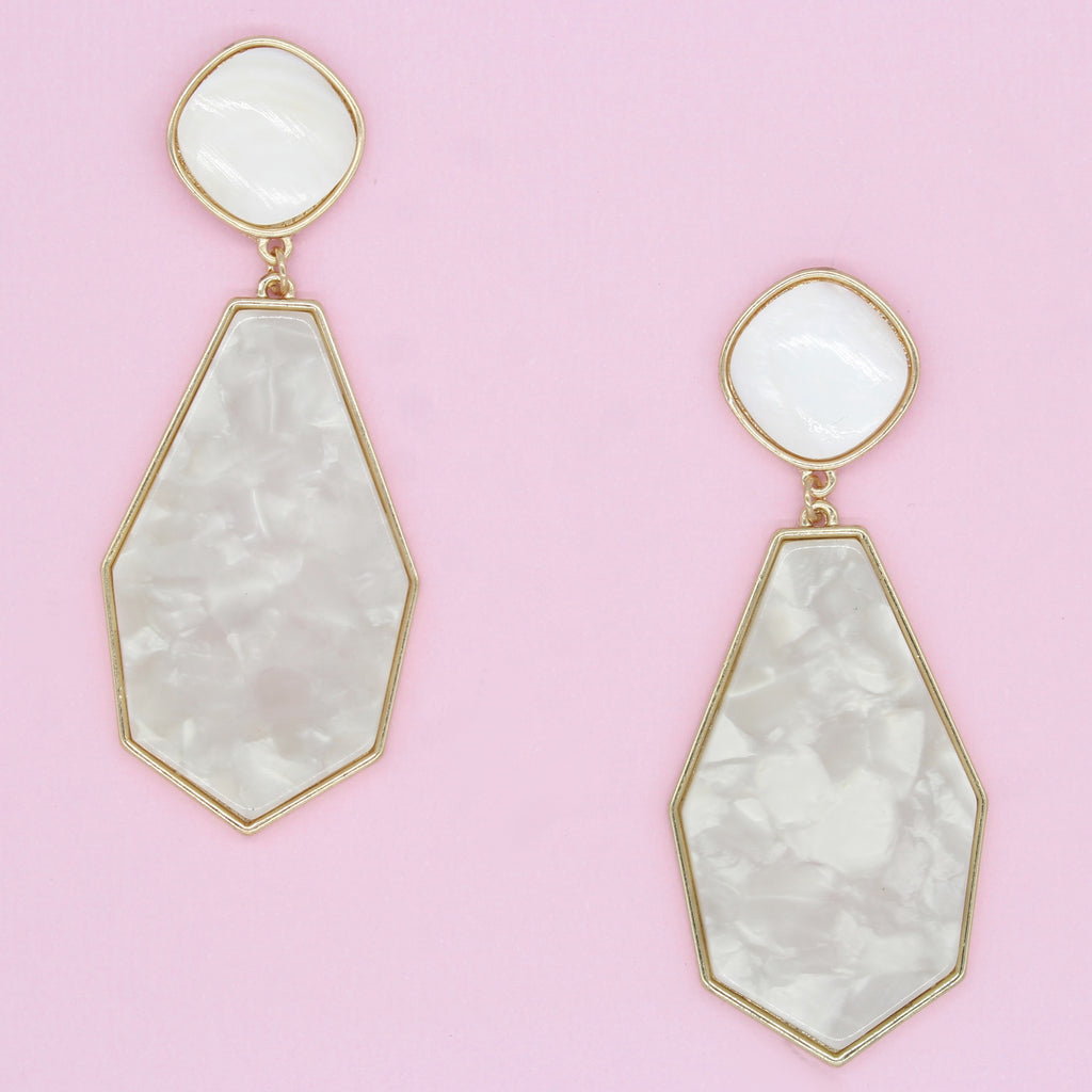 Talia Resin Drop Earrings- Ivory/ Mother of Pearl