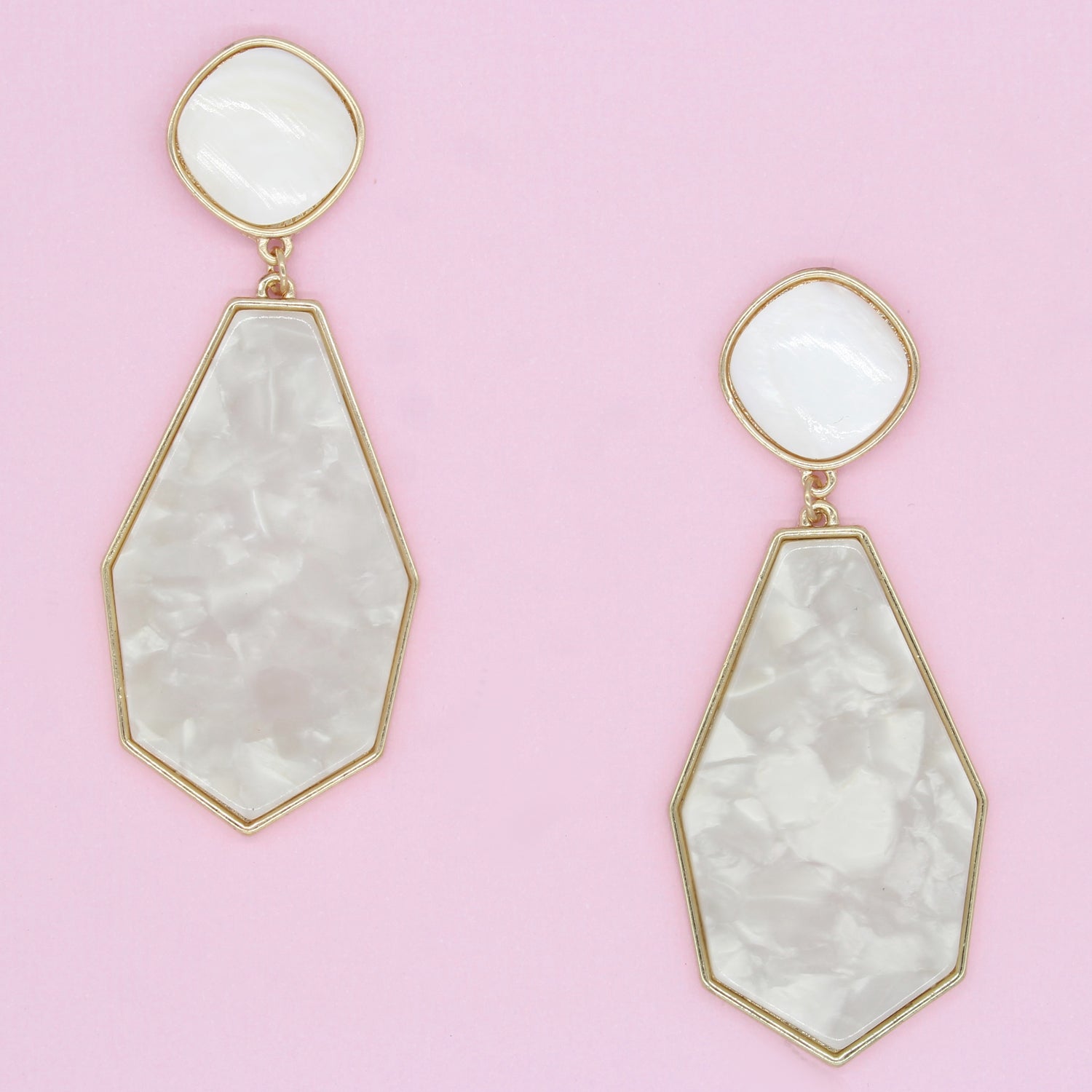 Talia Resin Drop Earrings- Ivory/ Mother of Pearl