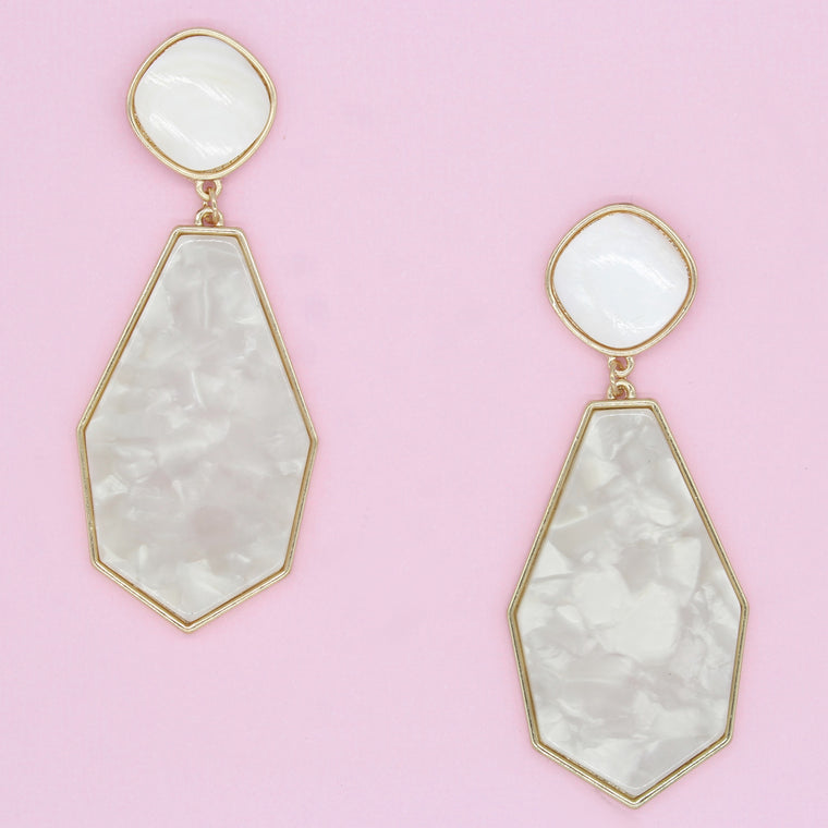 Talia Resin Drop Earrings- Ivory/ Mother of Pearl