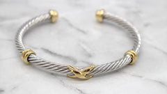 Stack It Up Bracelet Cuff- Two Tone Criss-Cross