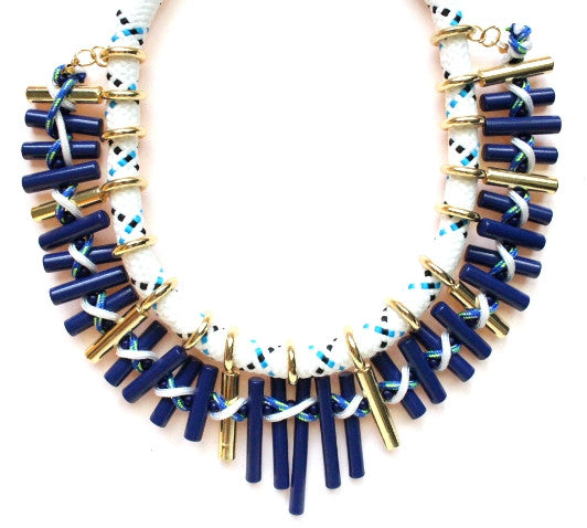 Cord With Barrel Beads Statement Necklace
