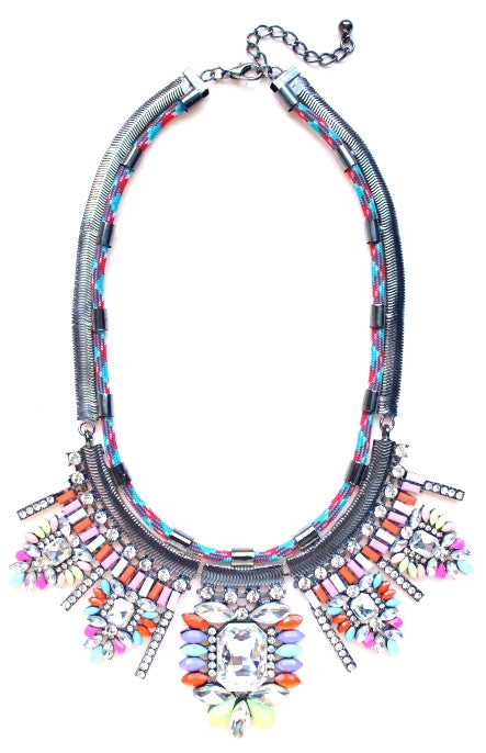 Multicolor Sparkle & Rope Chain Necklace