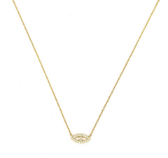Mini Pavé Crystal Evil Eye Necklace- Gold