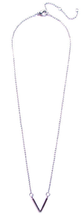 Single V Pendant Necklace- Silver