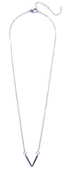 Single V Pendant Necklace- Silver