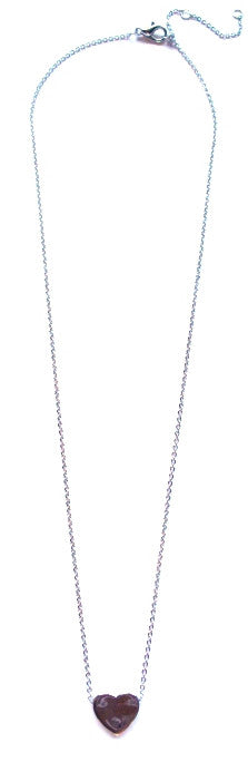 Solid Heart Pendant Necklace- Silver