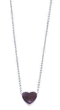Solid Heart Pendant Necklace- Silver