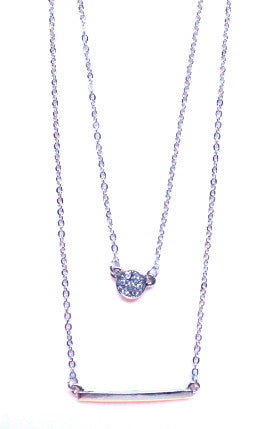 Circle Bar Pendant Necklace- Silver
