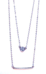 Circle Bar Pendant Necklace- Silver