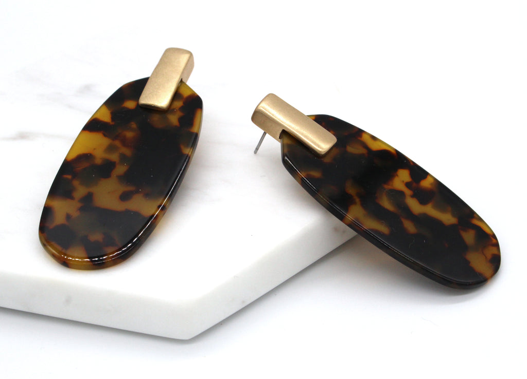 Penelope Acrylic Earrings- Tortoise