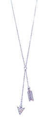 Double Chevron Arrow Pendant Necklace- Silver