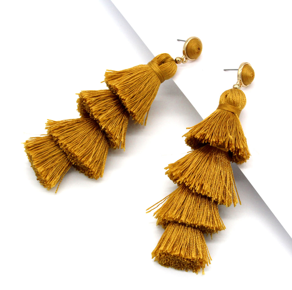 Chelsea Tassel Earrings- Mustard