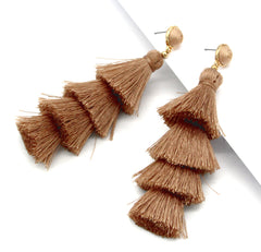 Chelsea Tassel Earrings- Taupe