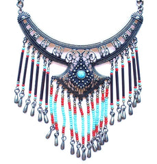 Boho Beaded Fringe Necklace