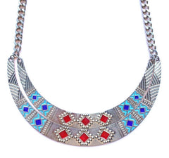 Aztec Metal Bib Necklace