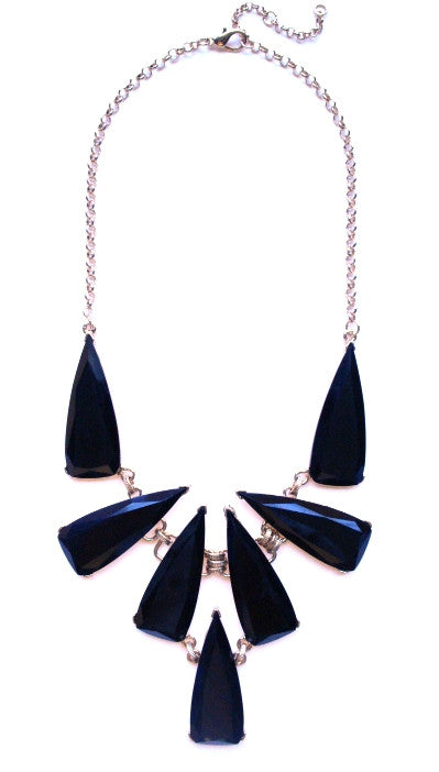 Tribal Jewel Spike Necklace- Black