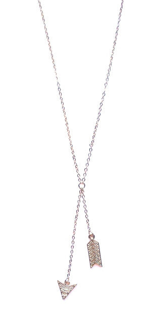 Double Chevron Arrow Pendant Necklace- Gold