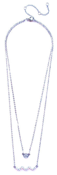 Circle Pavé Zigzag Pendant Necklace-Silver