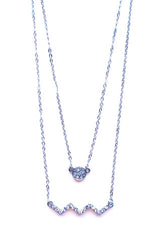 Circle Pavé Zigzag Pendant Necklace-Silver