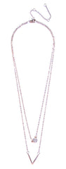 Crystal Circle & V Pendant Necklace- Gold