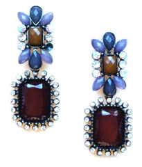 Gatsby Stone Dangle Earrings- Burgundy