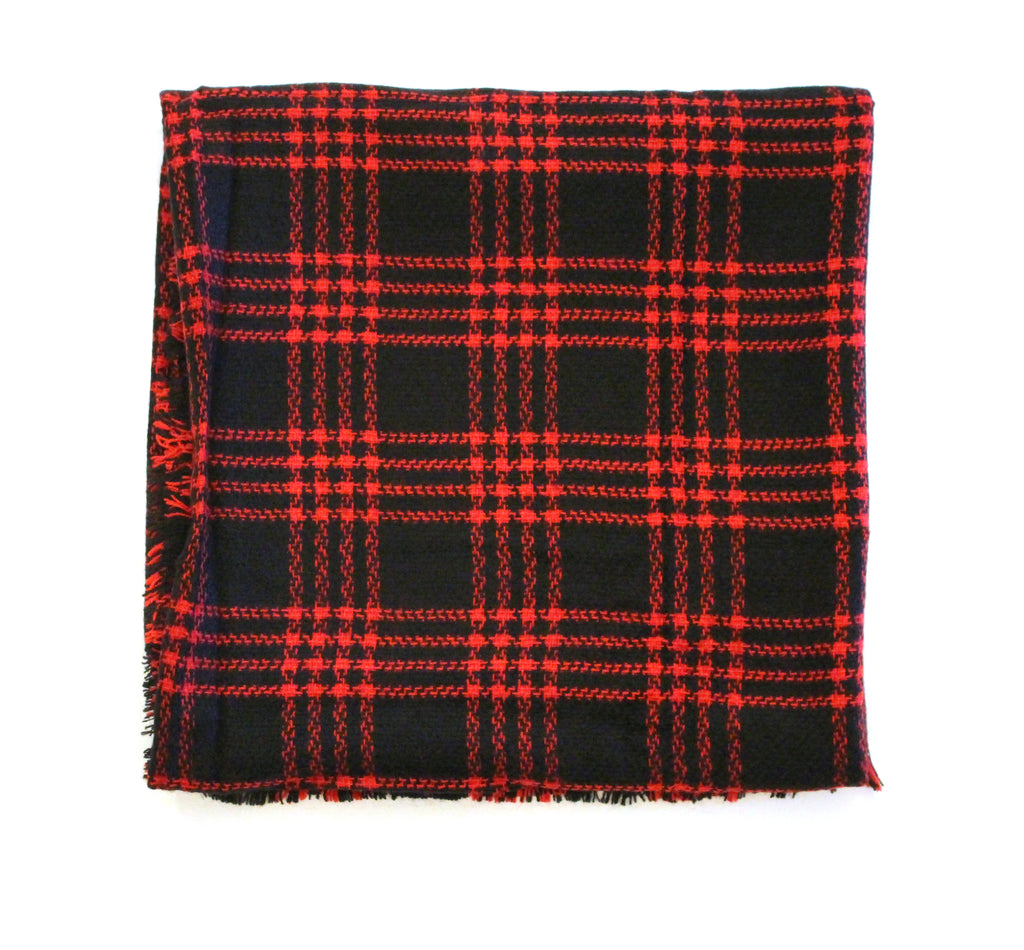 Mad For Plaid Blanket Scarf- Black/Red