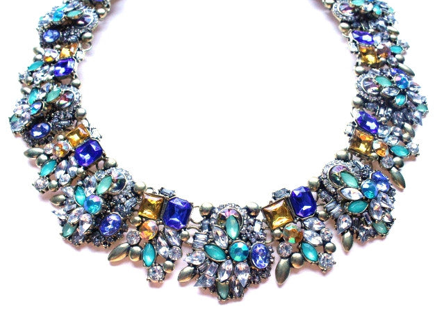 Luxe Vintage Multi Crystal Collar Necklace