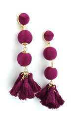Holly Threaded Drop Earrings- Maroon Purple