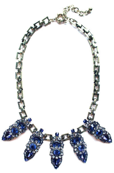 Luxe Crystal Points Necklace- Sapphire