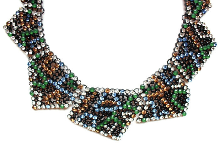 Luxe Geometric Crystals Statement Necklace