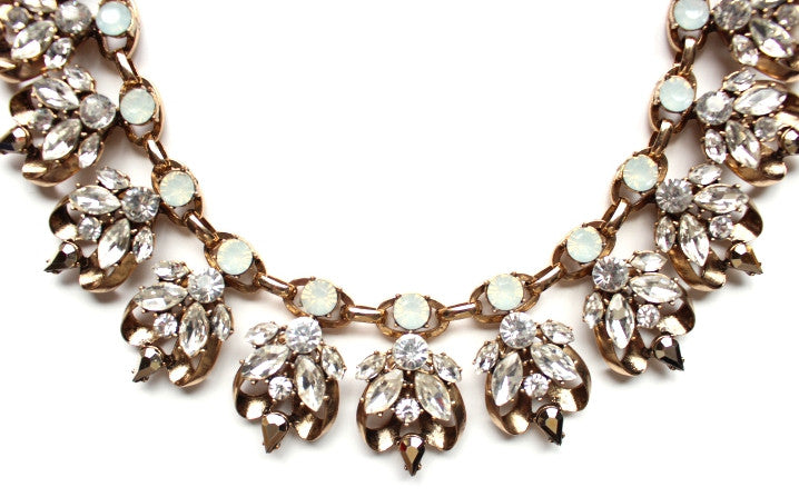 Luxe Chunky Metal with Crystals Statement Necklace