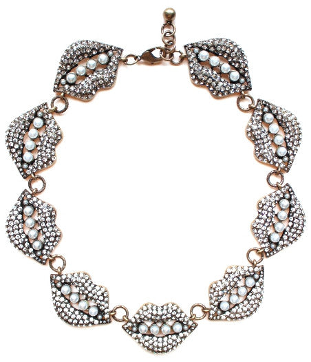 Luxe Lulu Crystal Lips Necklace