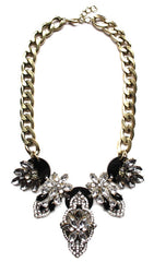 Luxe Multi Stone Cascading Crystal Necklace- Black