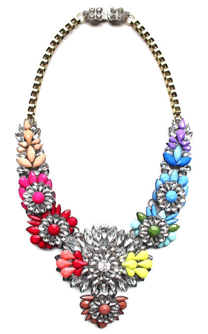Rainbow Neon Mix Statement Necklace