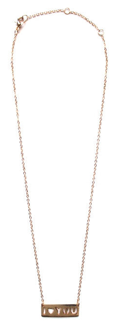 'I Love You' Cutout Pendant Necklace- Gold
