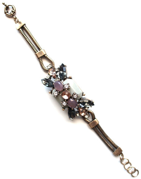 Crystal & Stone Row Bracelet