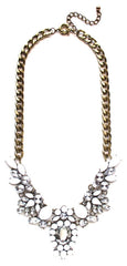 Snow White Crystal Encrusted Collar Statement Necklace