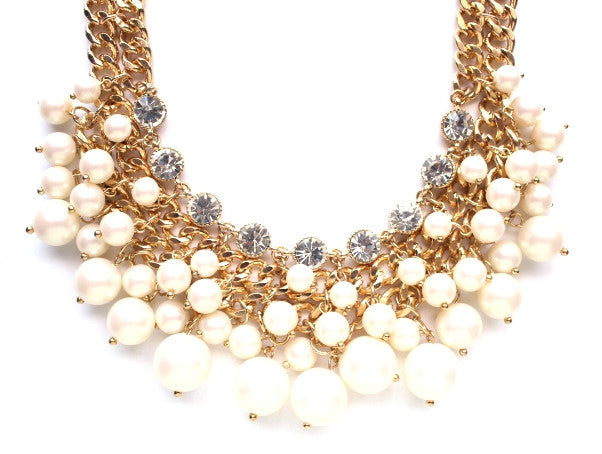 Chunky Pearl & Crystal Statement Necklace