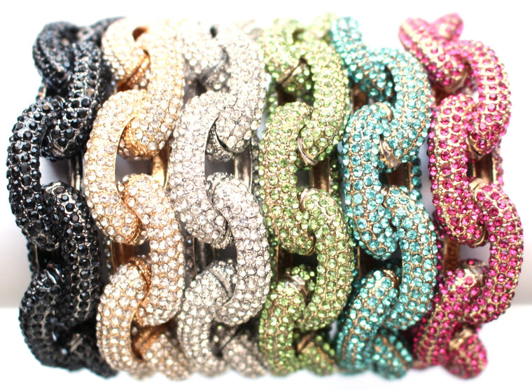 Pavé Crystal Link Bracelet- Gold