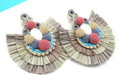 Mali Statement Earrings- Taupe Multi