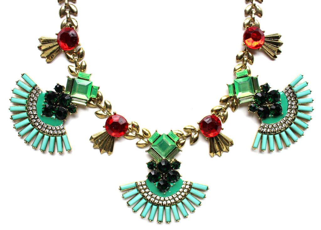 Holly Jeweled Fan Necklace