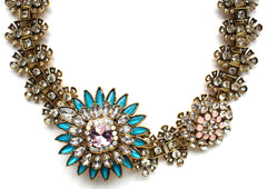 Icy Crystal Flower Statement Necklace