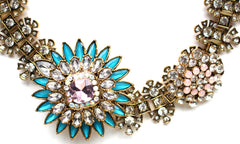 Icy Crystal Flower Statement Necklace