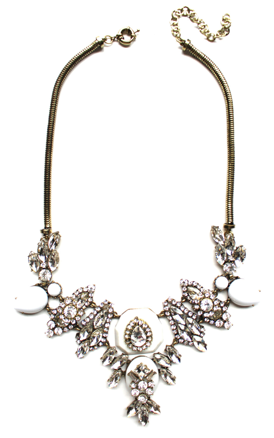 White Stone & Sparkle Mix Bib Necklace