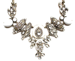 White Stone & Sparkle Mix Bib Necklace