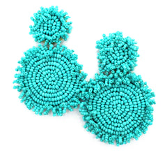 Kira Beaded Statement Earrings- Turquoise