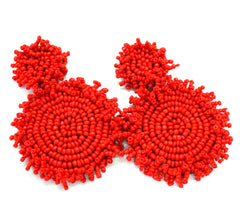 Kira Beaded Statement Earrings- Red
